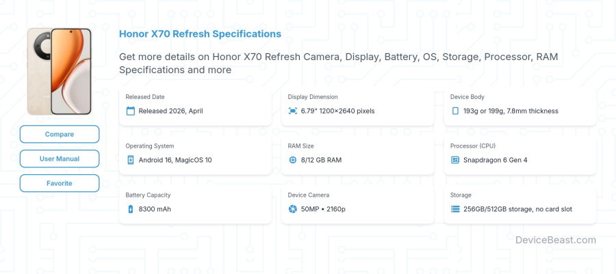 Honor X70 Refresh specifications overview cover