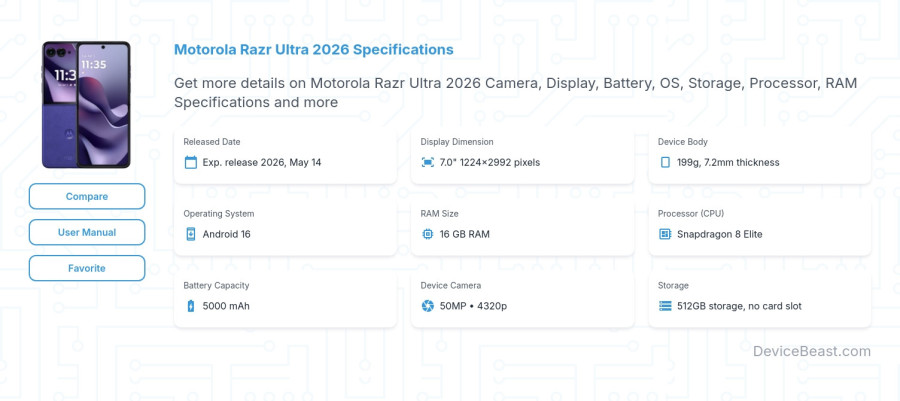 Motorola Razr Ultra 2026 specifications overview cover