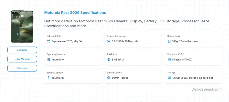 Motorola Razr 2026 specifications overview cover
