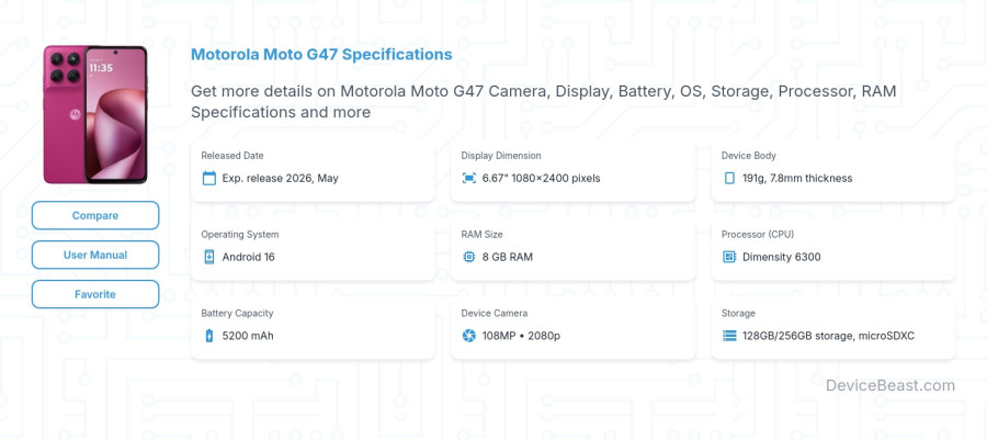 Motorola Moto G47 specifications overview cover