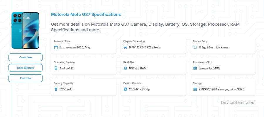 Motorola Moto G87 specifications overview cover