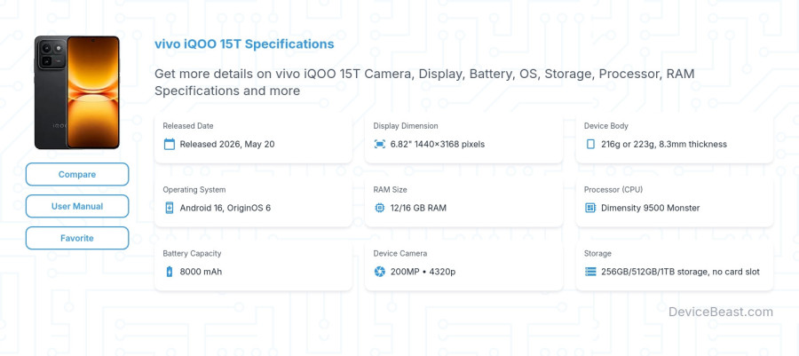 vivo iQOO 15T specifications overview cover