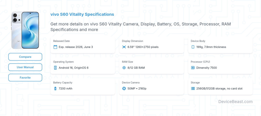 vivo S60 Vitality specifications overview cover