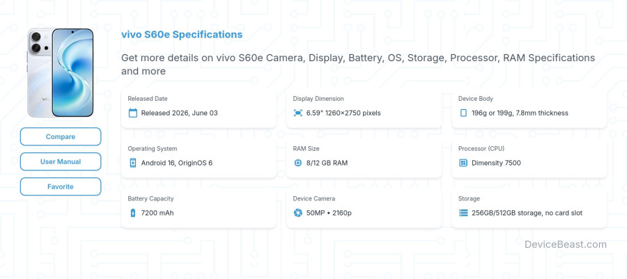 vivo S60e specifications overview cover