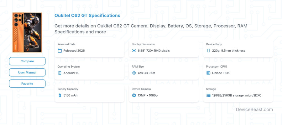 Oukitel C62 GT specifications overview cover