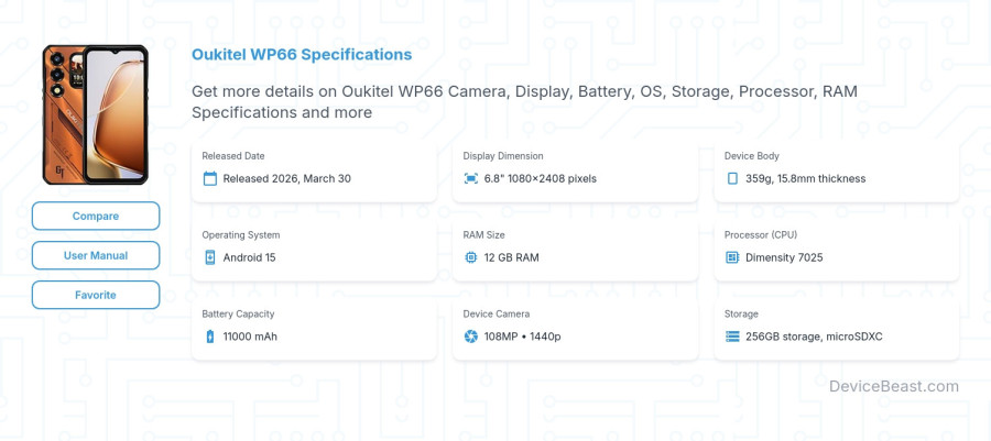 Oukitel WP66 specifications overview cover
