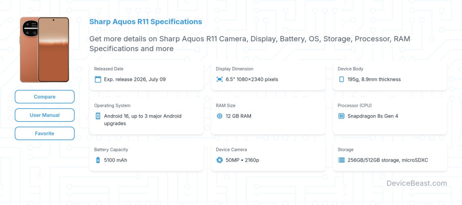 Sharp Aquos R11 specifications overview cover