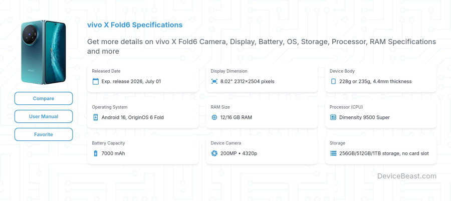 vivo X Fold6 specifications overview cover