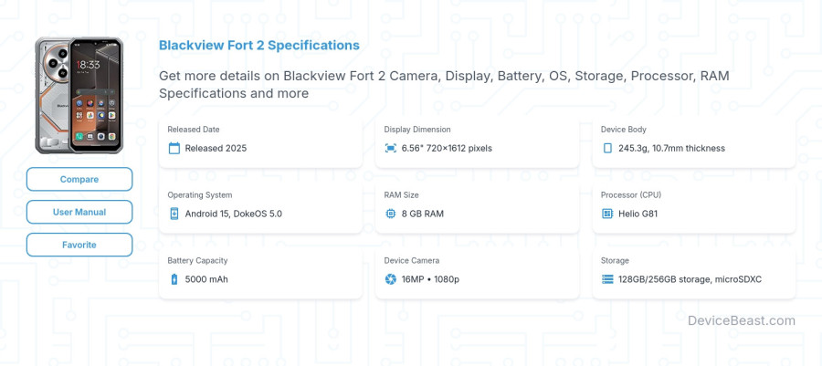 Blackview Fort 2 specifications overview cover