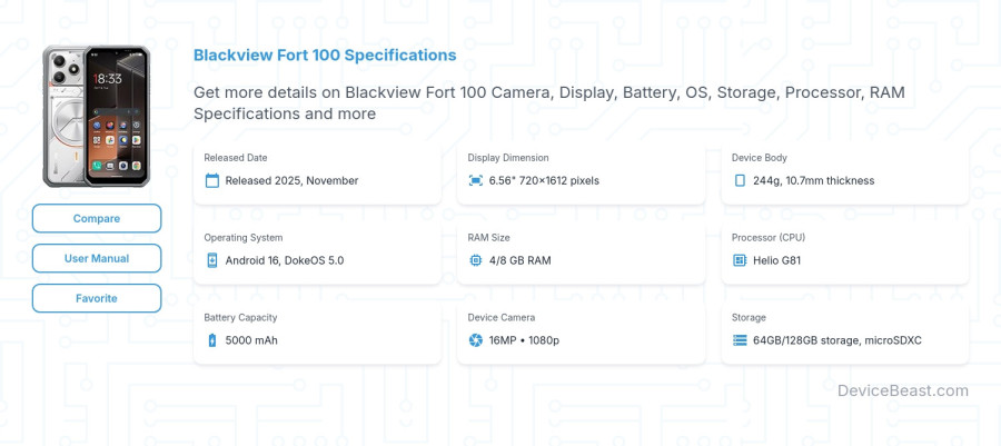 Blackview Fort 100 specifications overview cover