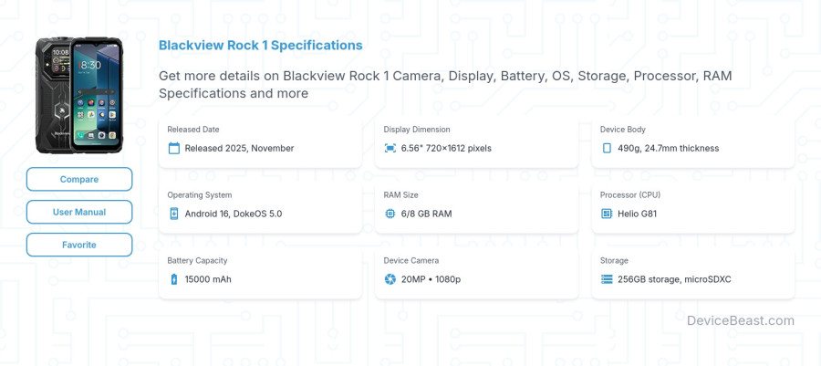 Blackview Rock 1 specifications overview cover