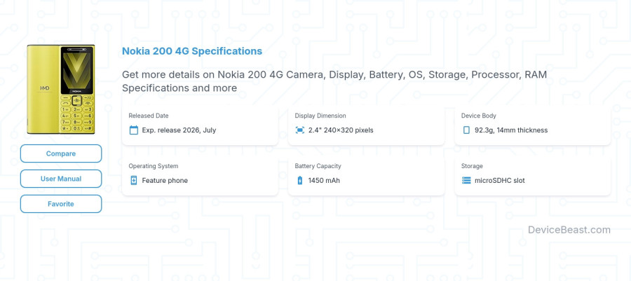 Nokia 200 4G specifications overview cover