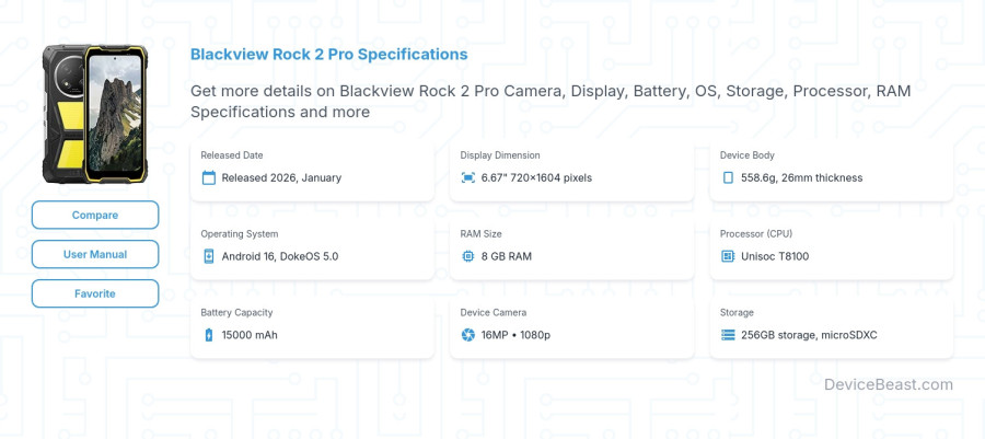 Blackview Rock 2 Pro specifications overview cover