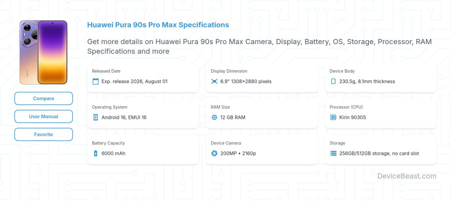 Huawei Pura 90s Pro Max specifications overview cover