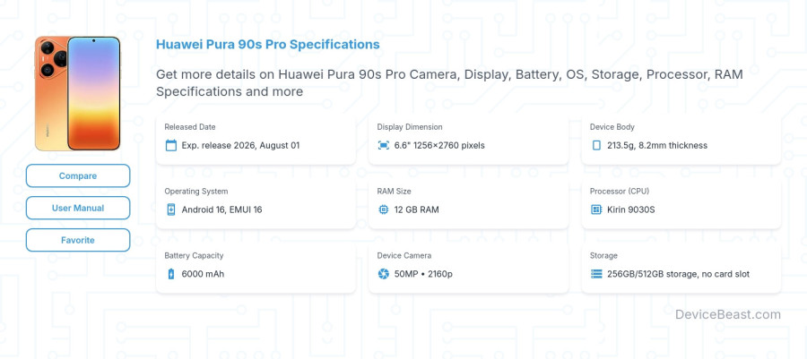 Huawei Pura 90s Pro specifications overview cover