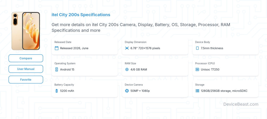 itel City 200s specifications overview cover